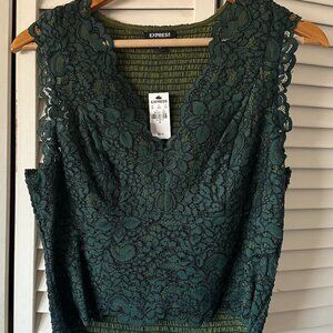 Express Green Lace Tank, NWT